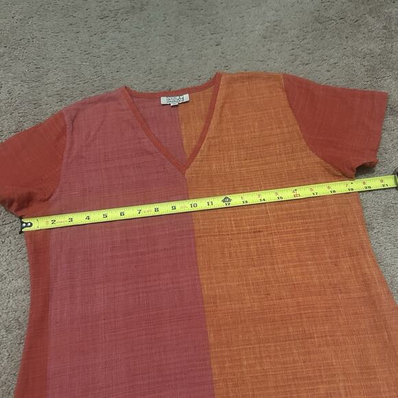 Neeru Kumar Color Block Dress Red Orange Pink Size Medium Double Slit Tunic - Picture 6 of 14